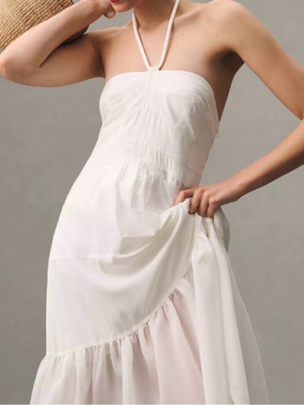 Anthropologie White Strapless Tiered Sundress